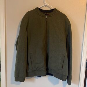 LL Bean Heavy Cotton Bomber Jacket Army Green Olive Traditional Fit XXL